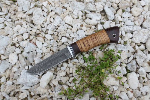 Нож из дамасской стали "Енот" - 1 (малый) - работа мастерской кузнеца Марушина А.И.