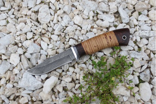 Нож из дамасской стали "Гюрза" - 1 (малый) - работа мастерской кузнеца Марушина А.И.