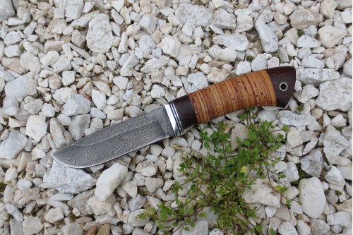 Нож из дамасской стали "Клык" - 1 (малый) - работа мастерской кузнеца Марушина А.И.