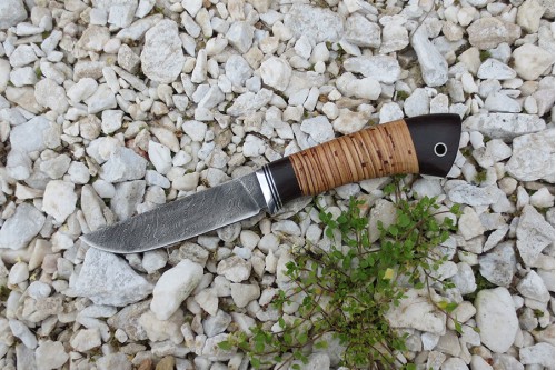 Нож из дамасской стали "Лис" - 1  (малый) - работа мастерской кузнеца Марушина А.И.