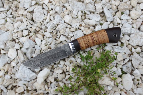 Нож из дамасской стали "Лось" - 1 (малый) - работа мастерской кузнеца Марушина А.И.