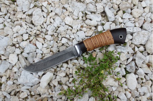 Нож из дамасской стали "Луч" - 1 (малый) - работа мастерской кузнеца Марушина А.И.
