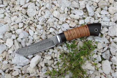 Нож из дамасской стали "Морж" - 1 (малый) - работа мастерской кузнеца Марушина А.И.