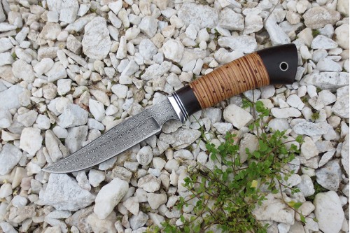 Нож из дамасской стали "Осётр" - 1 (малый) - работа мастерской кузнеца Марушина А.И.