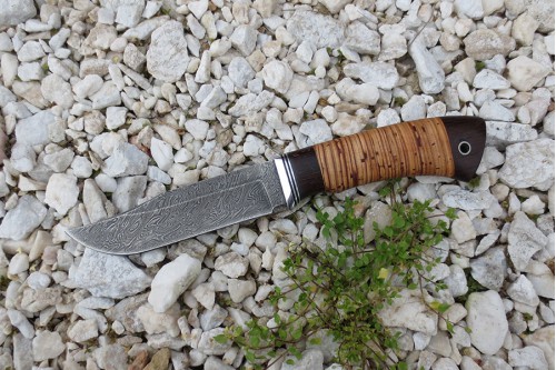 Нож из дамасской стали "Гюрза"-1 - работа мастерской кузнеца Марушина А.И.