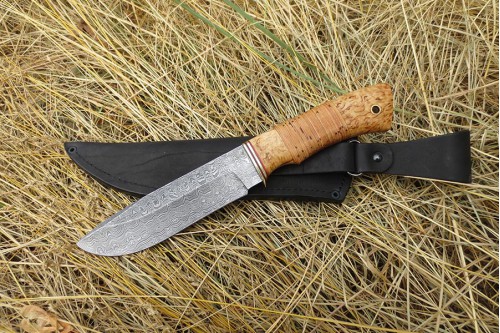 Нож из дамасской стали "Лось" - работа мастерской кузнеца Марушина А.И.