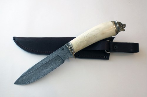 Кованый нож из дамасской стали "Пума"