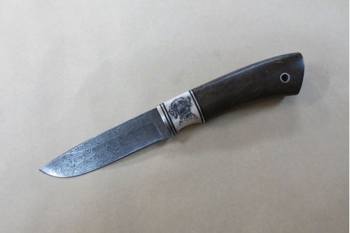 Кованый нож из дамасской стали "Енот" (малый)