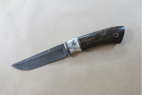 Кованый нож из дамасской стали "Кабан" (малый)