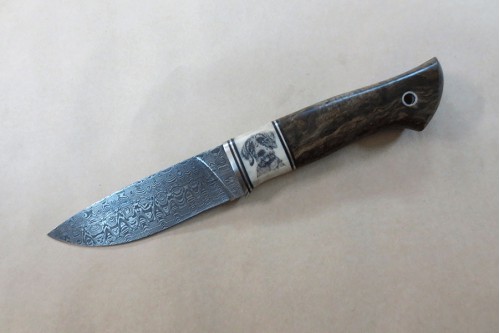 Кованый нож из дамасской стали "Зубр" (малый)