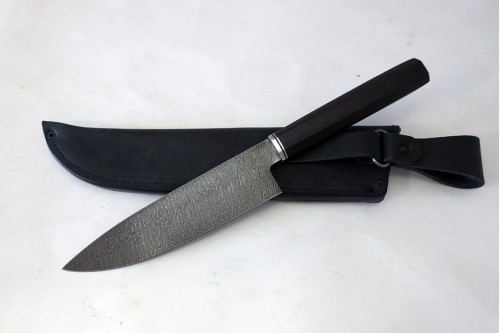 Нож "Кухонный" из дамасской стали (граненая рукоять)