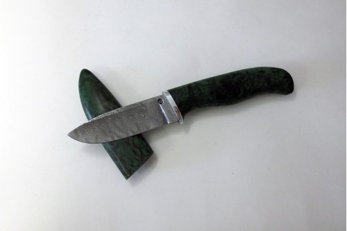 Нож "Зубр" (малый) дамаск, (деревянные ножны)